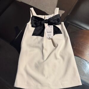Zara Cream Dress with Black Bow Detail
